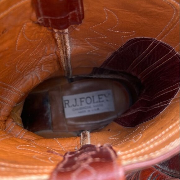 Vtg Y2K RJ Foley Men Cowboy Boots Size 10D Brown Leather Western Rodeo Farmcore - Picture 8 of 14